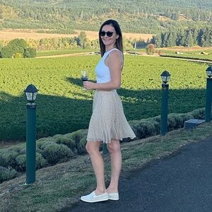 Club Monaco Beige Patterned A-Line Skirt